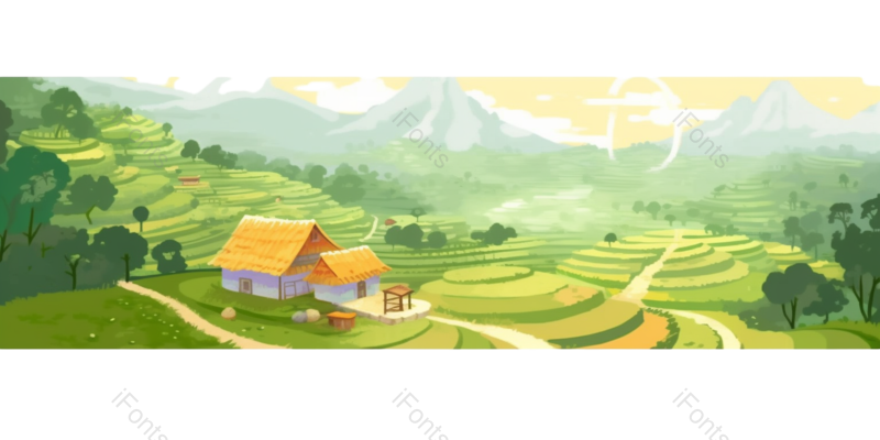 天空图片,户外元素,插画PNG,房子免抠素材